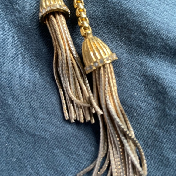 J. Crew gold Lariat Double Tassel Necklace NEW - Picture 2 of 7